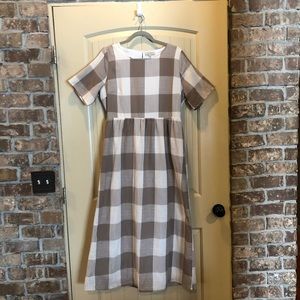 Polagram Brown and Cream Plaid Maxi Dress